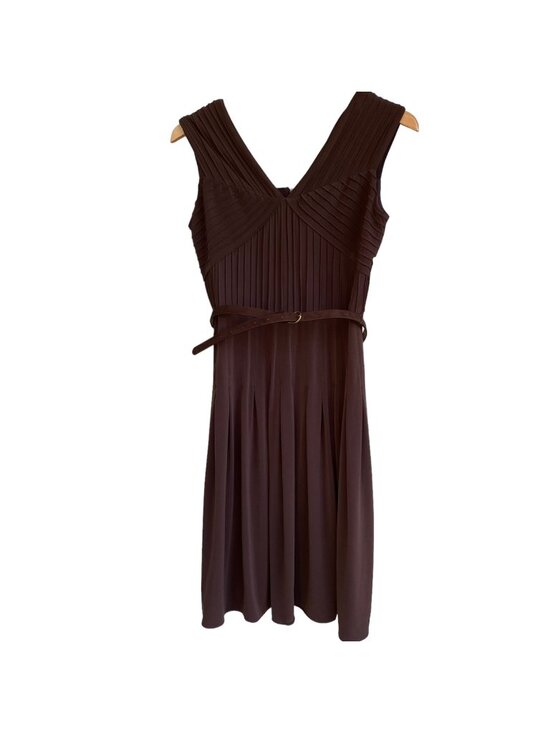 Adrianna Papell Dresses & Skirts - ADRIANNA PAPELL Pintuck Jersey Cap Sleeve Fit N Flare Dress 8 Brown Belt NWT